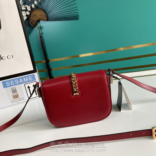 Gucci古馳包包 G家新款女包 款號:615965 Sylvie 1969系列迷你肩背包 古奇大紅色織紋皮小斜挎包  gdj1354